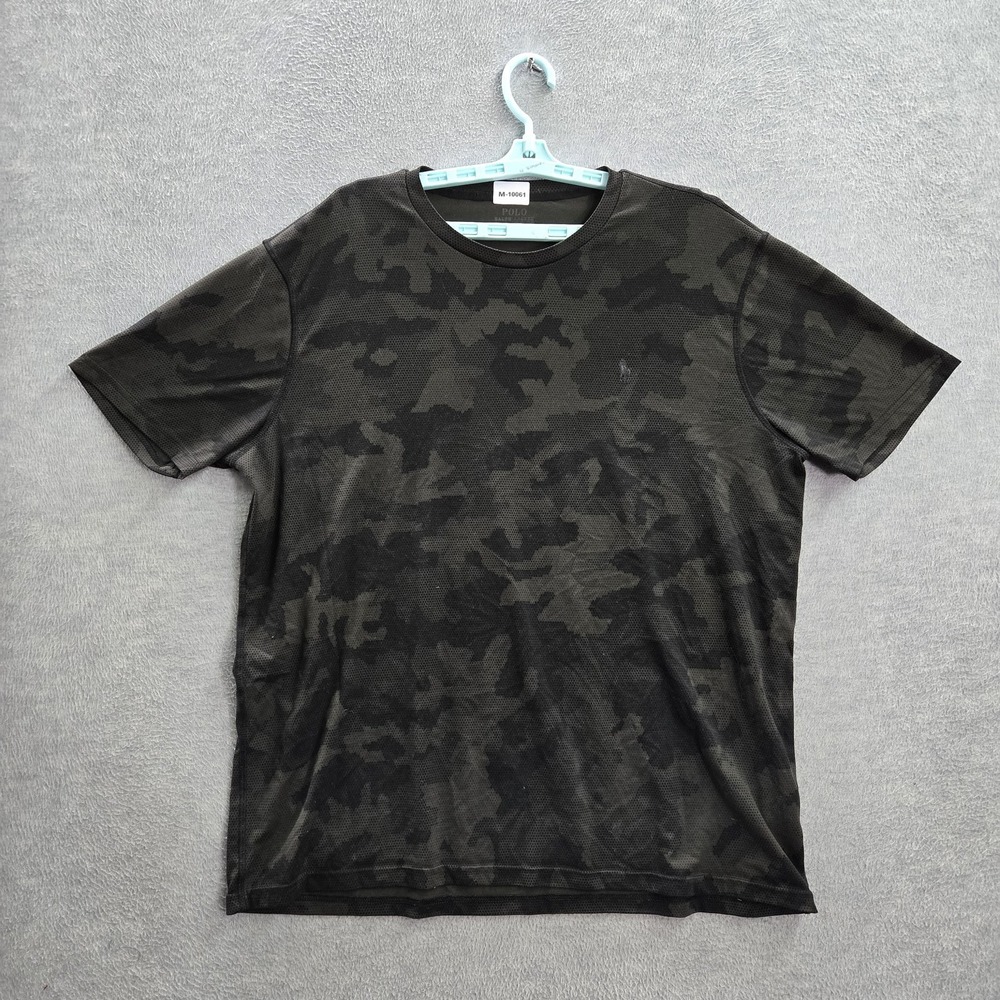 Polo Ralph Lauren Men Shirt XL Black Camouflage American Flag Player